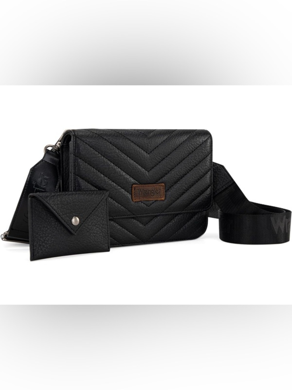 Wrangler Black Quilted Crossbody Bag with Adjustable Strap